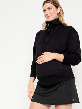 Maternity Rollover-Waist StudioSmooth Skort Black